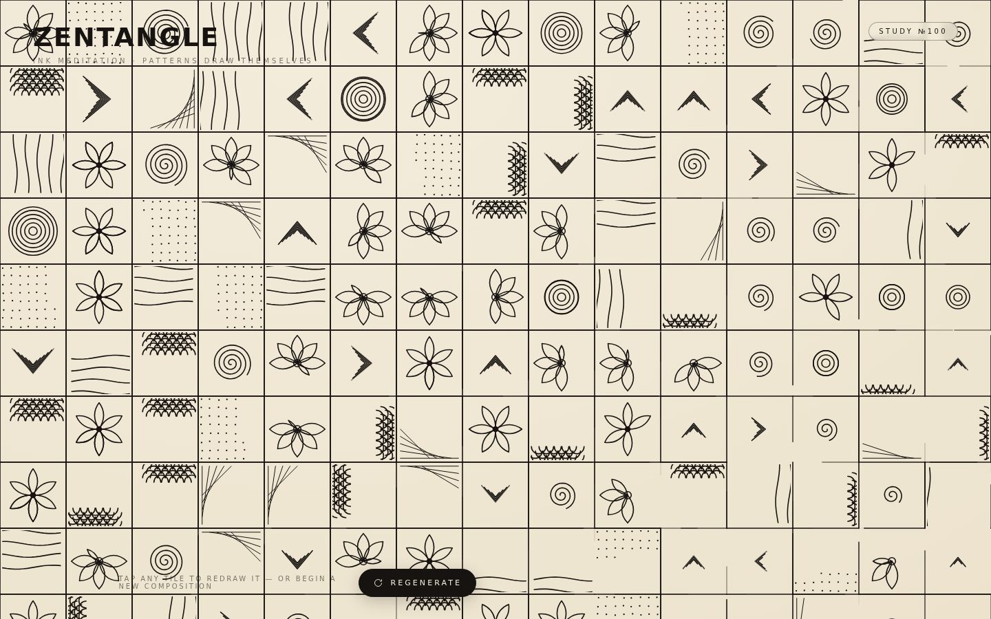 Zentangle — "Ink Meditation, Patterns That Draw Themselves" screenshot