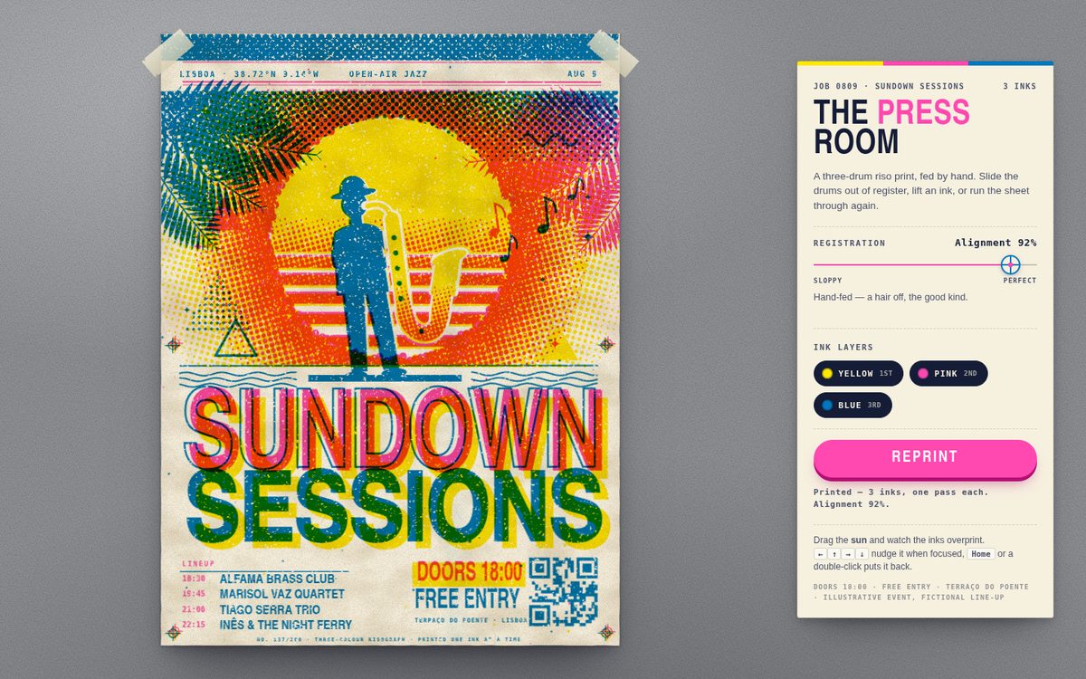 Sundown Sessions Riso Poster screenshot
