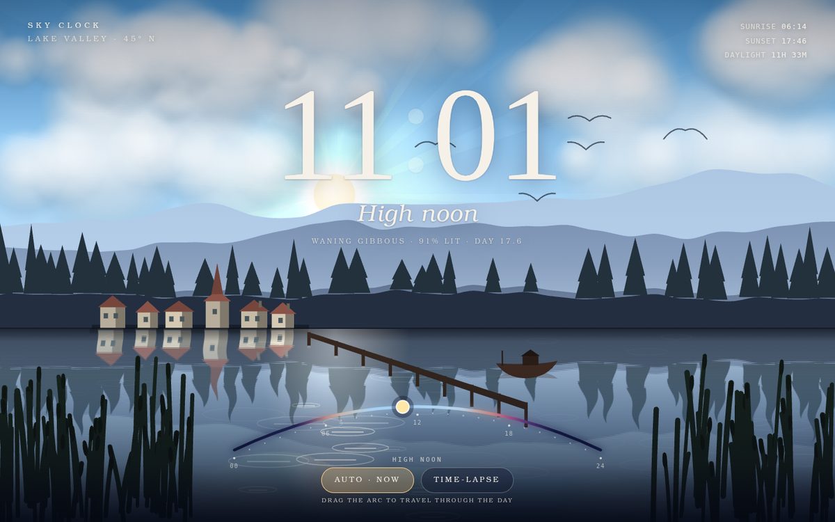 Sky Clock — A Day Over the Lake screenshot